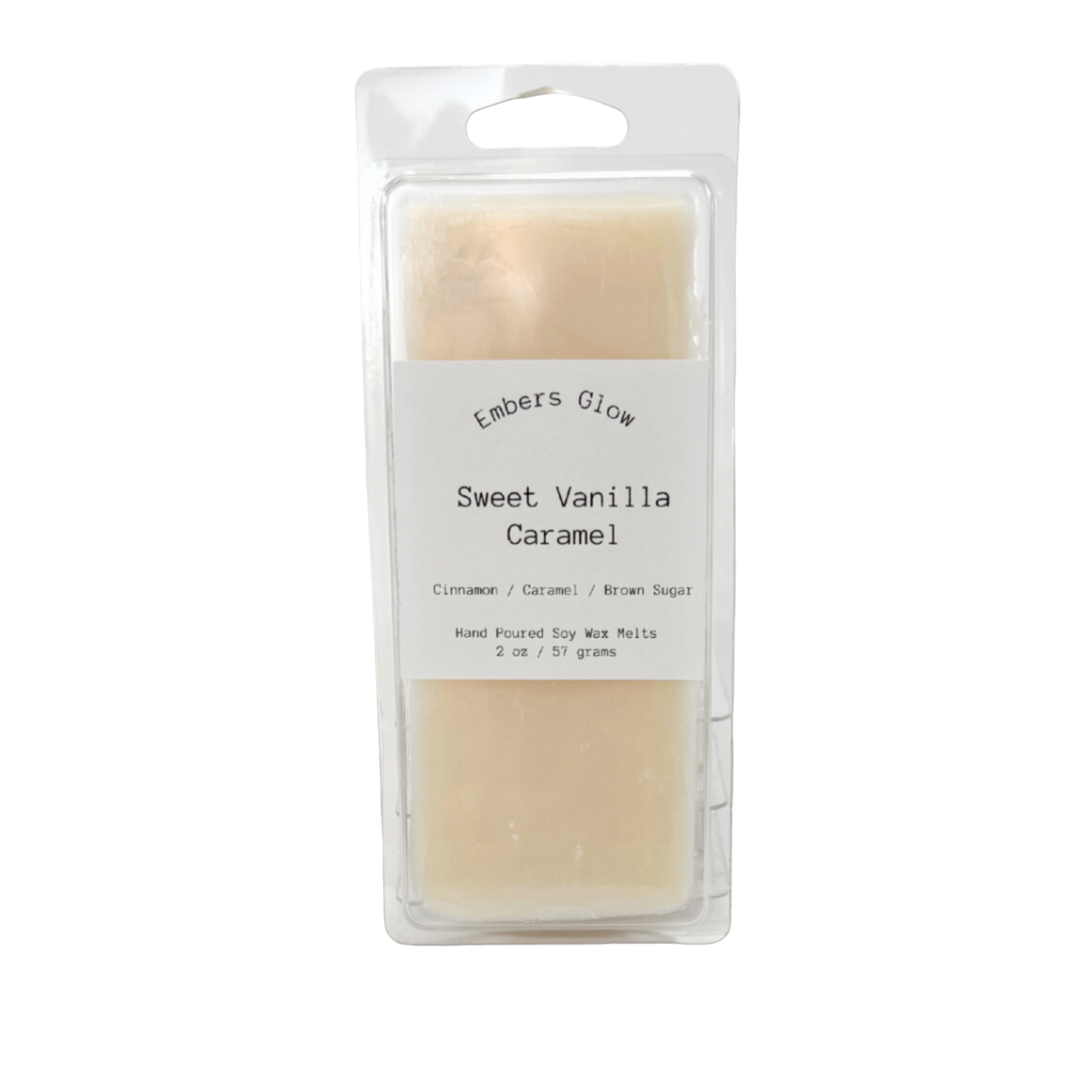 2 oz Sweet Vanilla Caramel wax melt, featuring the warm aroma of rich vanilla, creamy caramel, and a hint of buttery sweetness, perfect for filling any space with a comforting and indulgent scent.
