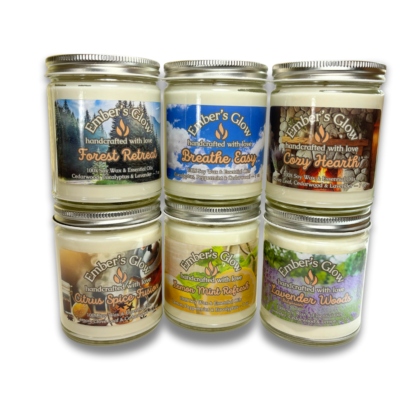 7 oz Essential Oil Candle Collection – Hand-Poured with Natural, Soothing Aromas.