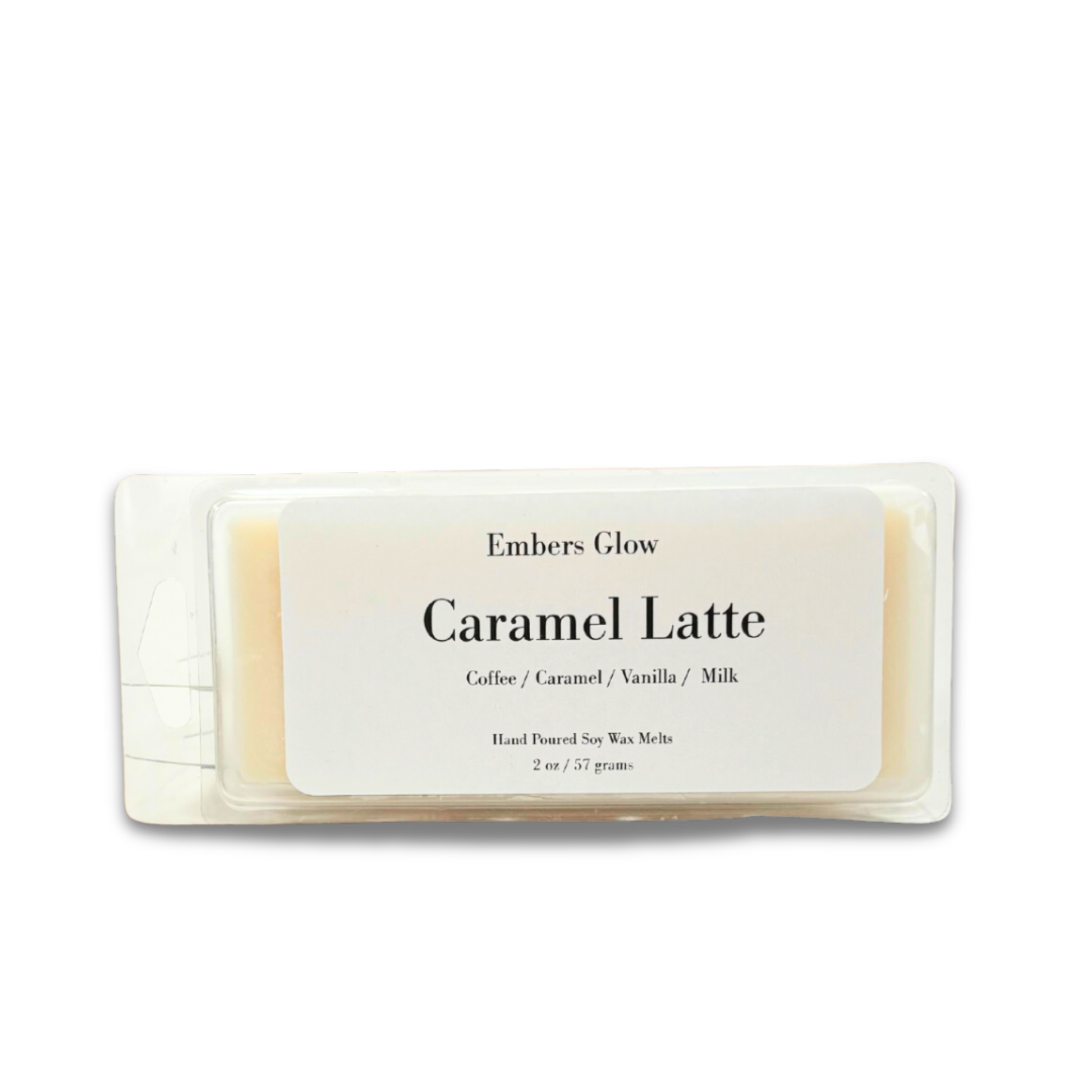 2 oz Caramel Latte wax melt, combining warm caramel, buttery sweetness, and creamy coffee notes, finished with soft vanilla undertones—ideal for adding a cozy and inviting aroma to any room.