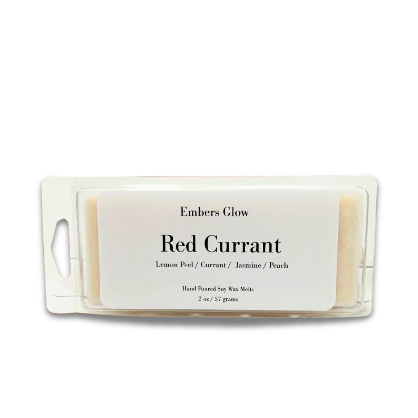 2 oz Red Currant wax melt, offering a bright and tart aroma with notes of red currant, citrus, and grapefruit, softened by florals and enriched with black currant, perfect for adding a refreshing ambiance to any space.